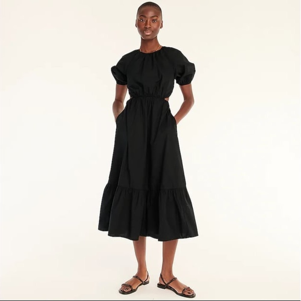 J.Crew Women's Side-Cutout Cotton Poplin Dress Black in Size 4